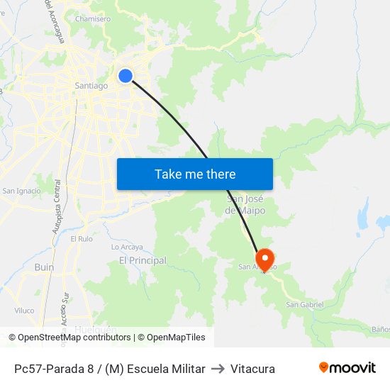 Pc57-Parada 8 / (M) Escuela Militar to Vitacura map