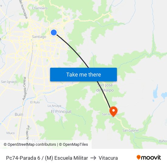 Pc74-Parada 6 / (M) Escuela Militar to Vitacura map