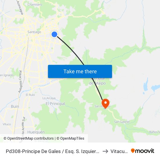 Pd308-Príncipe De Gales / Esq. S. Izquierdo to Vitacura map