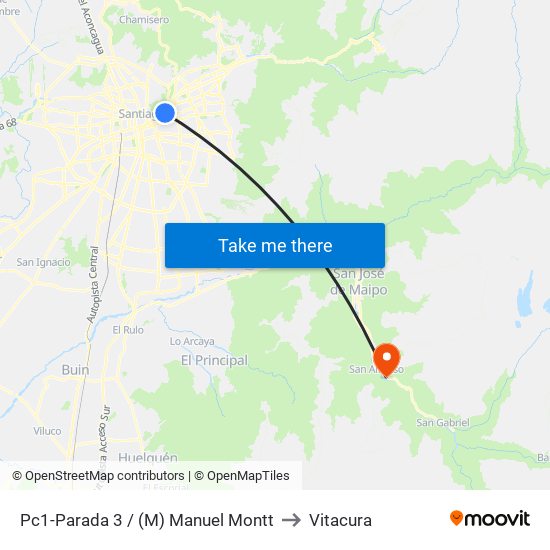 Pc1-Parada 3 / (M) Manuel Montt to Vitacura map