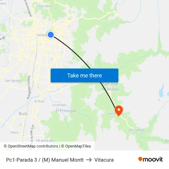 Pc1-Parada 3 / (M) Manuel Montt to Vitacura map