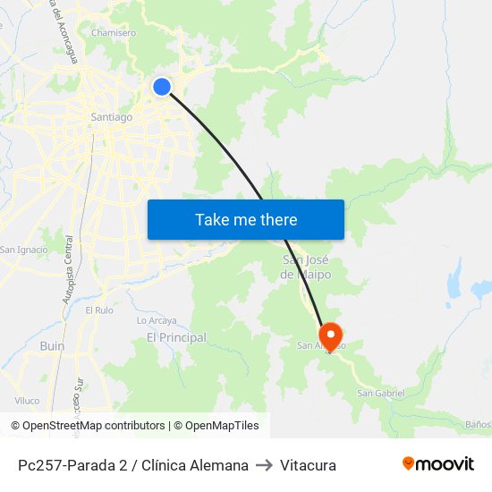 Pc257-Parada 2 / Clínica Alemana to Vitacura map