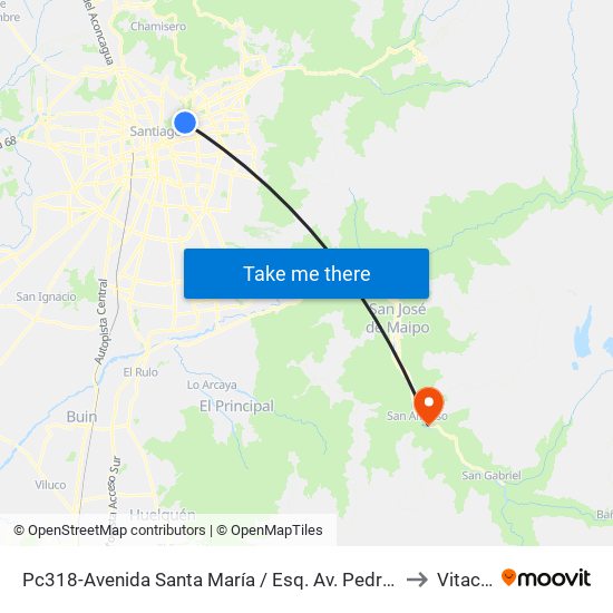Pc318-Avenida Santa María / Esq. Av. Pedro De Valdivia to Vitacura map