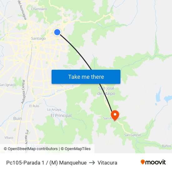 Pc105-Parada 1 / (M) Manquehue to Vitacura map