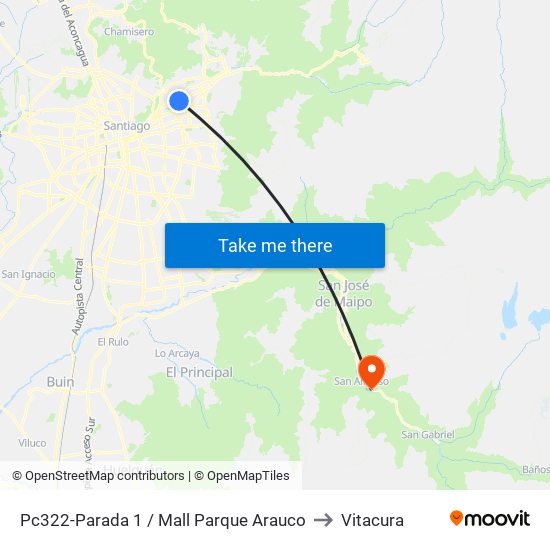 Pc322-Parada 1 / Mall Parque Arauco to Vitacura map