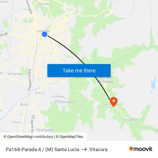 Pa168-Parada 4 / (M) Santa Lucía to Vitacura map