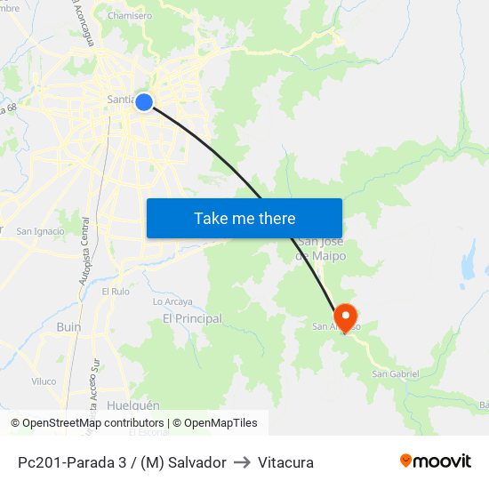 Pc201-Parada 3 / (M) Salvador to Vitacura map