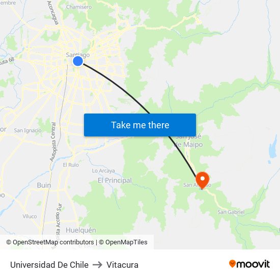 Universidad De Chile to Vitacura map