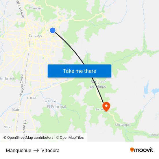 Manquehue to Vitacura map