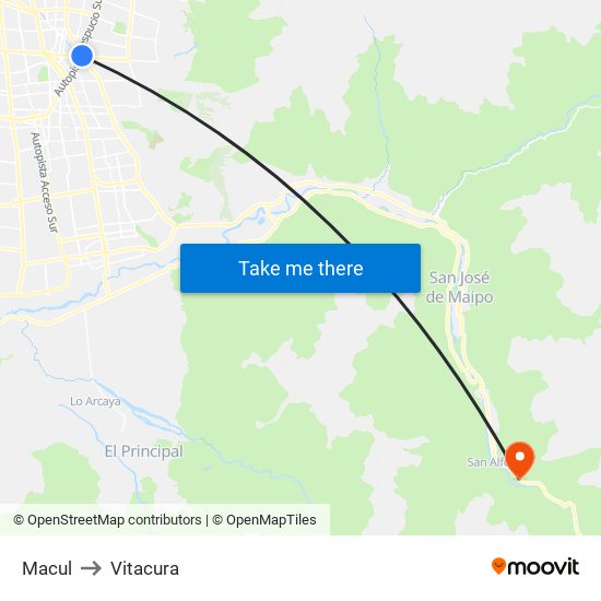 Macul to Vitacura map