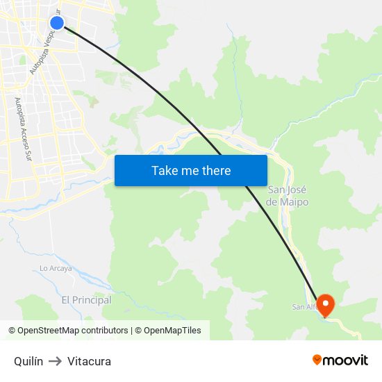 Quilín to Vitacura map
