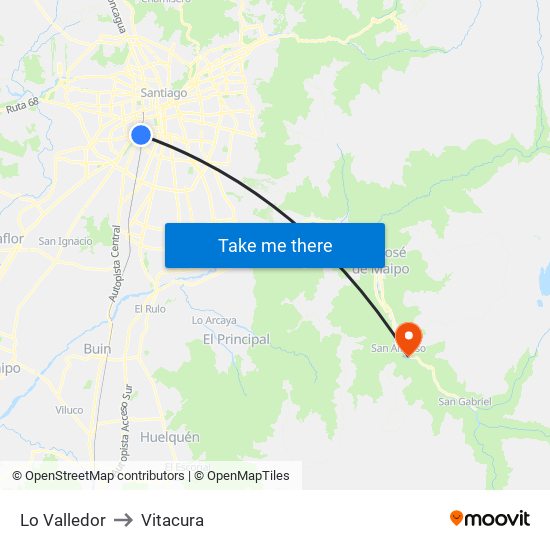 Lo Valledor to Vitacura map