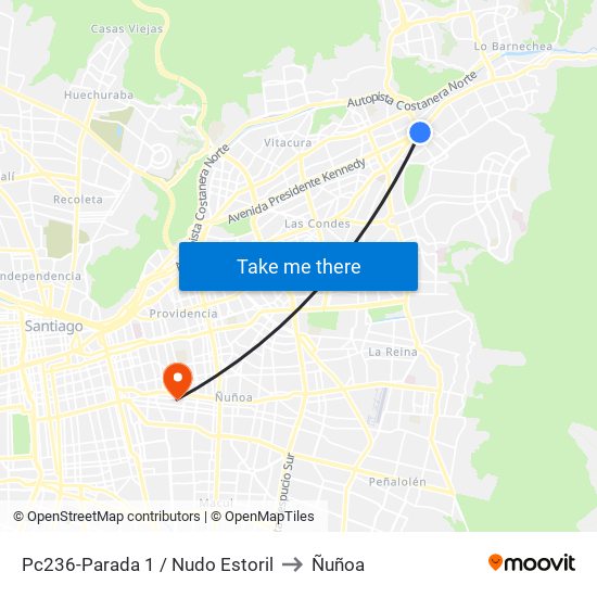 Pc236-Parada 1 / Nudo Estoril to Ñuñoa map