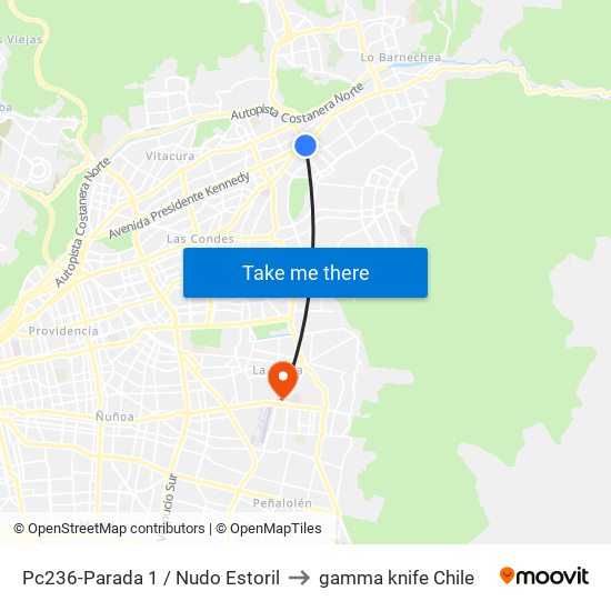 Pc236-Parada 1 / Nudo Estoril to gamma knife Chile map