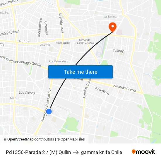 Pd1356-Parada 2 / (M) Quilín to gamma knife Chile map