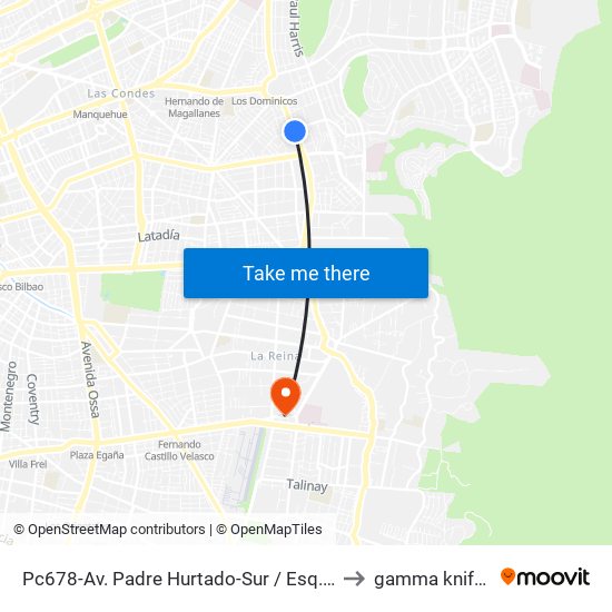 Pc678-Av. Padre Hurtado-Sur / Esq. Río Guadiana to gamma knife Chile map