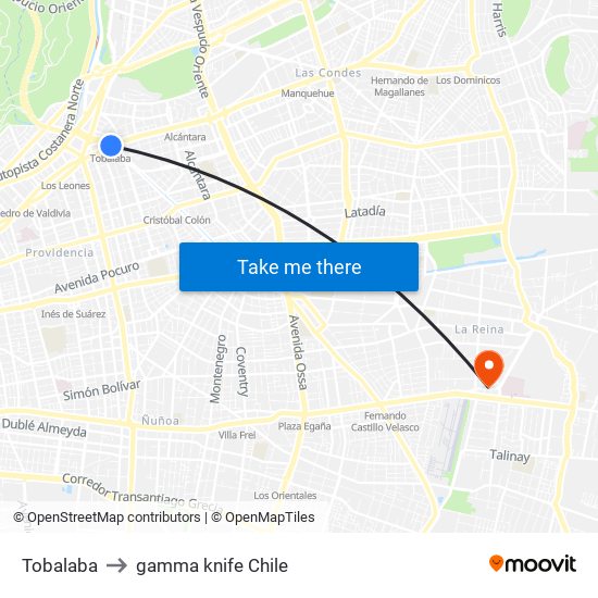 Tobalaba to gamma knife Chile map