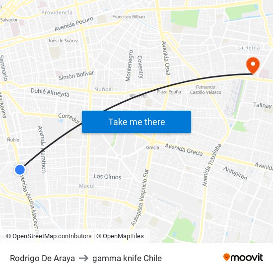 Rodrigo De Araya to gamma knife Chile map