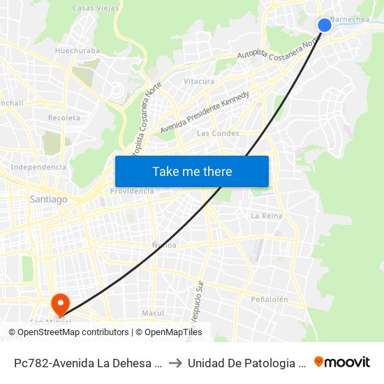 Pc782-Avenida La Dehesa / Esq. Raúl Labbé to Unidad De Patologia Mamaria HBLT map