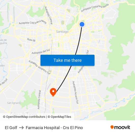 El Golf to Farmacia Hospital - Crs El Pino map