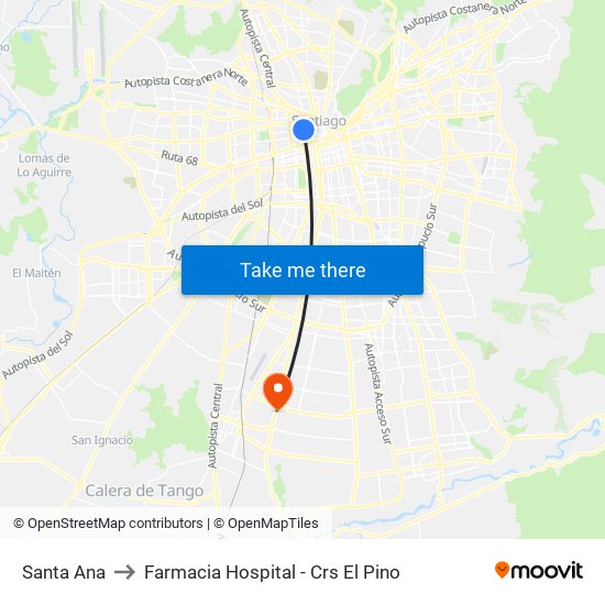 Santa Ana to Farmacia Hospital - Crs El Pino map