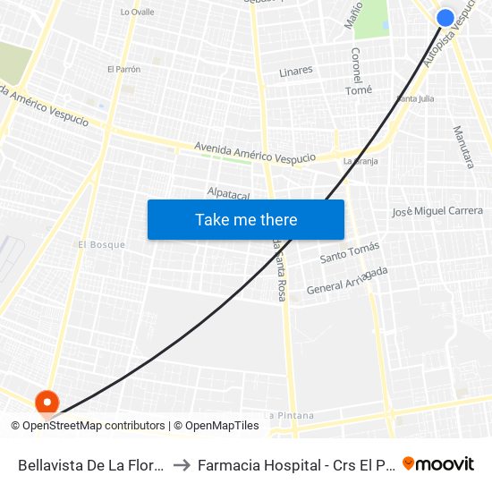 Bellavista De La Florida to Farmacia Hospital - Crs El Pino map