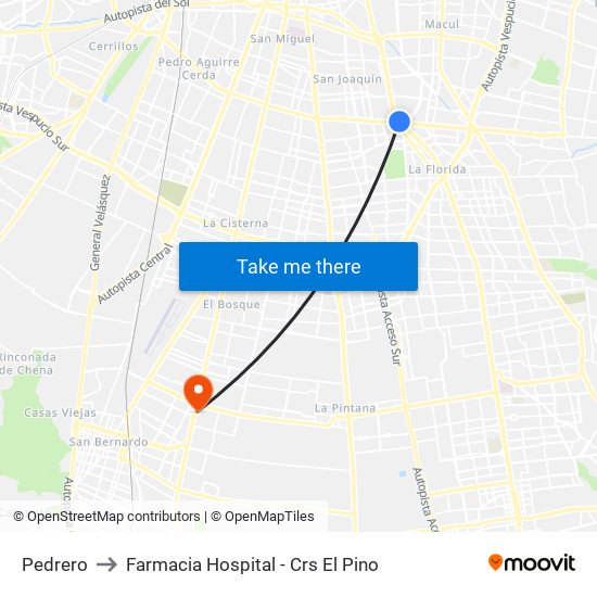 Pedrero to Farmacia Hospital - Crs El Pino map