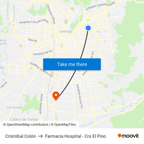 Cristóbal Colón to Farmacia Hospital - Crs El Pino map