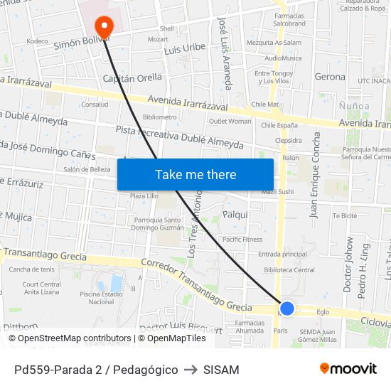 Pd559-Parada 2 / Pedagógico to SISAM map