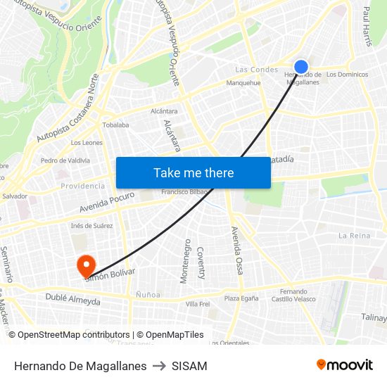 Hernando De Magallanes to SISAM map