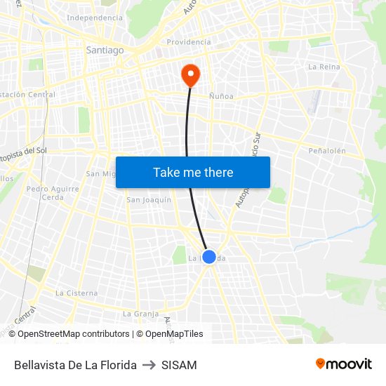 Bellavista De La Florida to SISAM map
