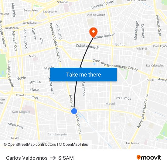 Carlos Valdovinos to SISAM map