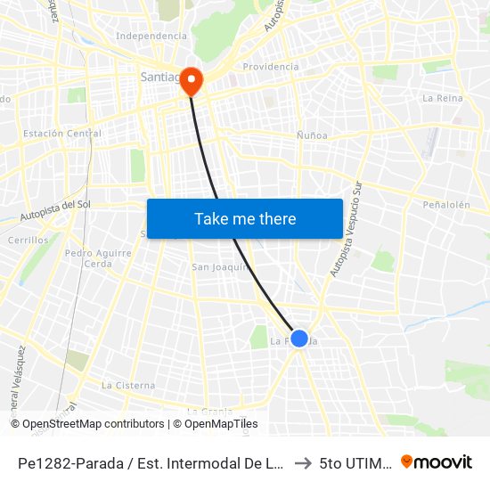 Pe1282-Parada / Est. Intermodal De La Florida to 5to UTIM UC map