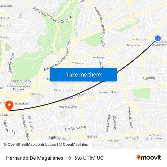 Hernando De Magallanes to 5to UTIM UC map