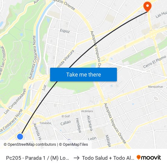 Pc205 - Parada 1 / (M) Los Leones to Todo Salud + Todo Alemana map