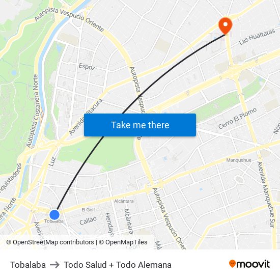 Tobalaba to Todo Salud + Todo Alemana map