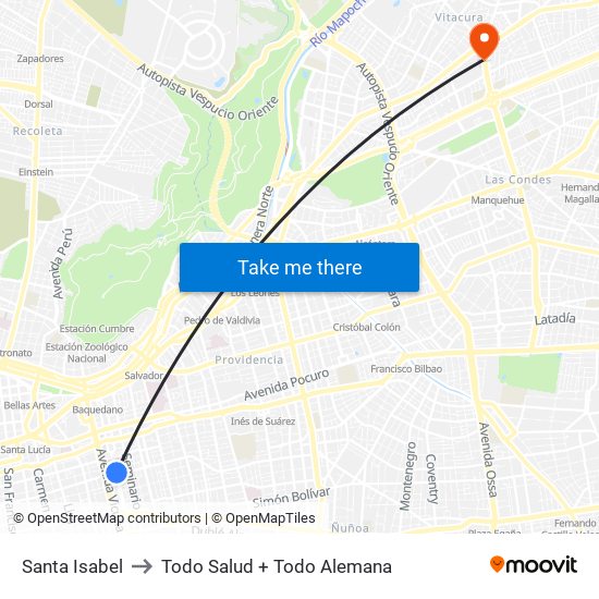 Santa Isabel to Todo Salud + Todo Alemana map