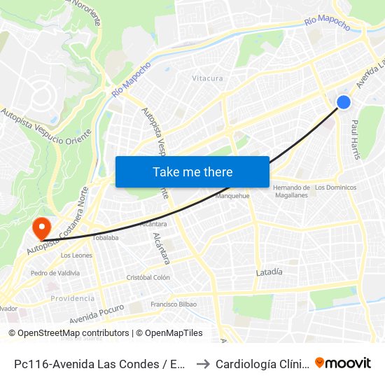 Pc116-Avenida Las Condes / Esq. G. Fuenzalida to Cardiología Clínica Indisa map