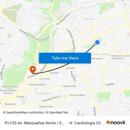 Pc103-Av. Manquehue Norte / Esq. Av. Pdte. Riesco to Cardiología Clínica Indisa map