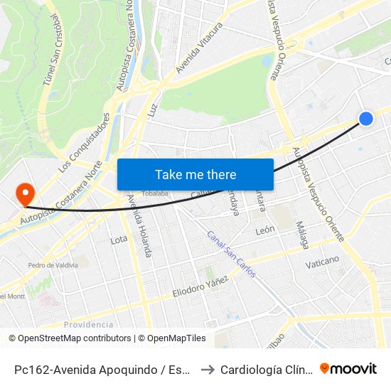 Pc162-Avenida Apoquindo / Esq. Rosa O'Higgins to Cardiología Clínica Indisa map