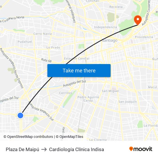 Plaza De Maipú to Cardiología Clínica Indisa map