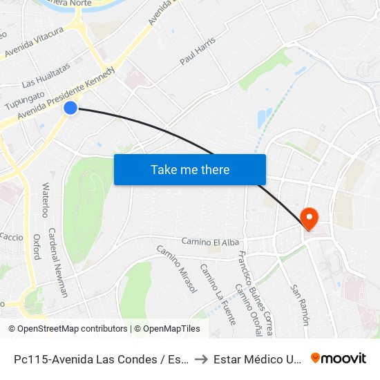 Pc115-Avenida Las Condes / Esq. Psje. Las Condes to Estar Médico UCI/Pabellón map