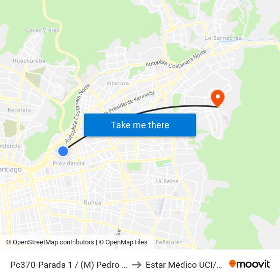 Pc370-Parada 1 / (M) Pedro De Valdivia to Estar Médico UCI/Pabellón map