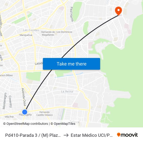 Pd410-Parada 3 / (M) Plaza Egaña to Estar Médico UCI/Pabellón map