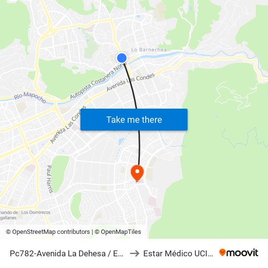 Pc782-Avenida La Dehesa / Esq. Raúl Labbé to Estar Médico UCI/Pabellón map