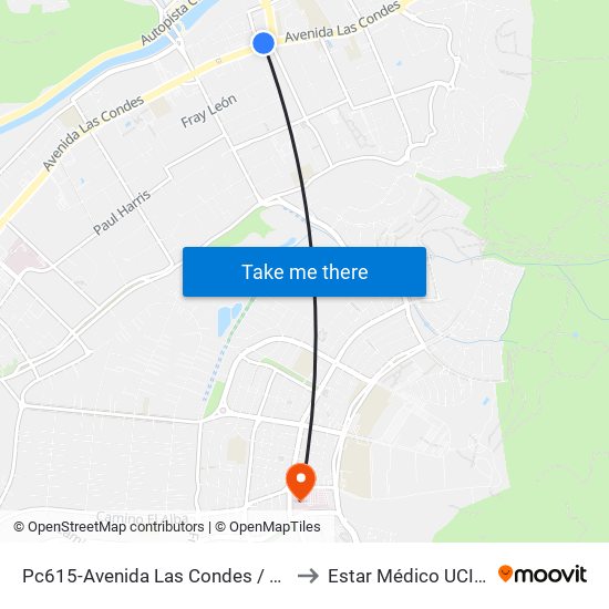 Pc615-Avenida Las Condes / Esq. La Cabaña to Estar Médico UCI/Pabellón map