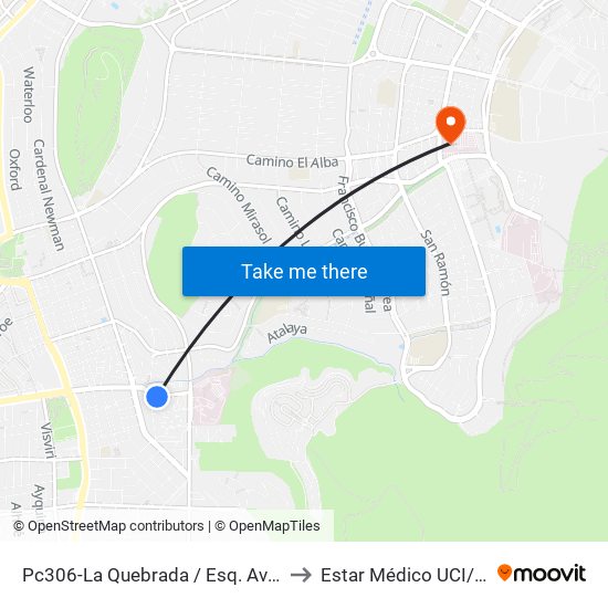 Pc306-La Quebrada / Esq. Avenida La Paz to Estar Médico UCI/Pabellón map