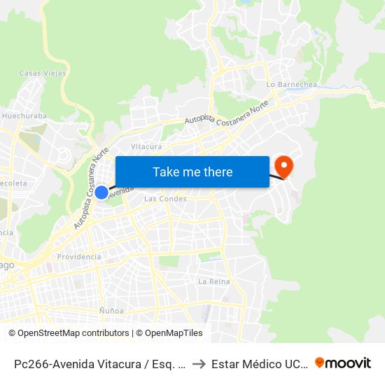 Pc266-Avenida Vitacura / Esq. Nueva Costanera to Estar Médico UCI/Pabellón map