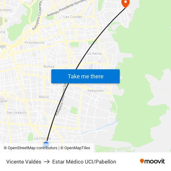 Vicente Valdés to Estar Médico UCI/Pabellón map