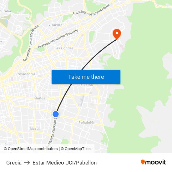 Grecia to Estar Médico UCI/Pabellón map